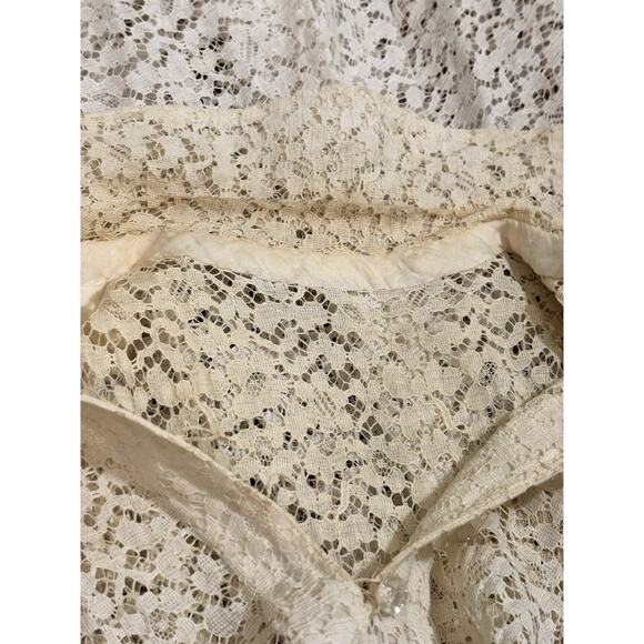 Vintage 1950’s Cream Floral Lace Fit & Flare Sleeveless DRESS - Picture 8 of 9